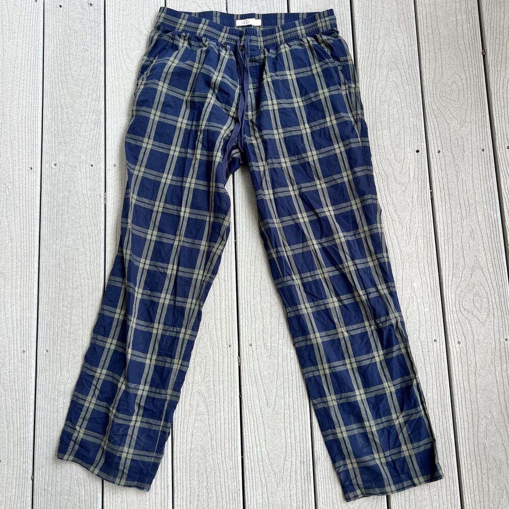 Ugg Flannel Cotton Men's Pajama Pants Blue Green-Size L